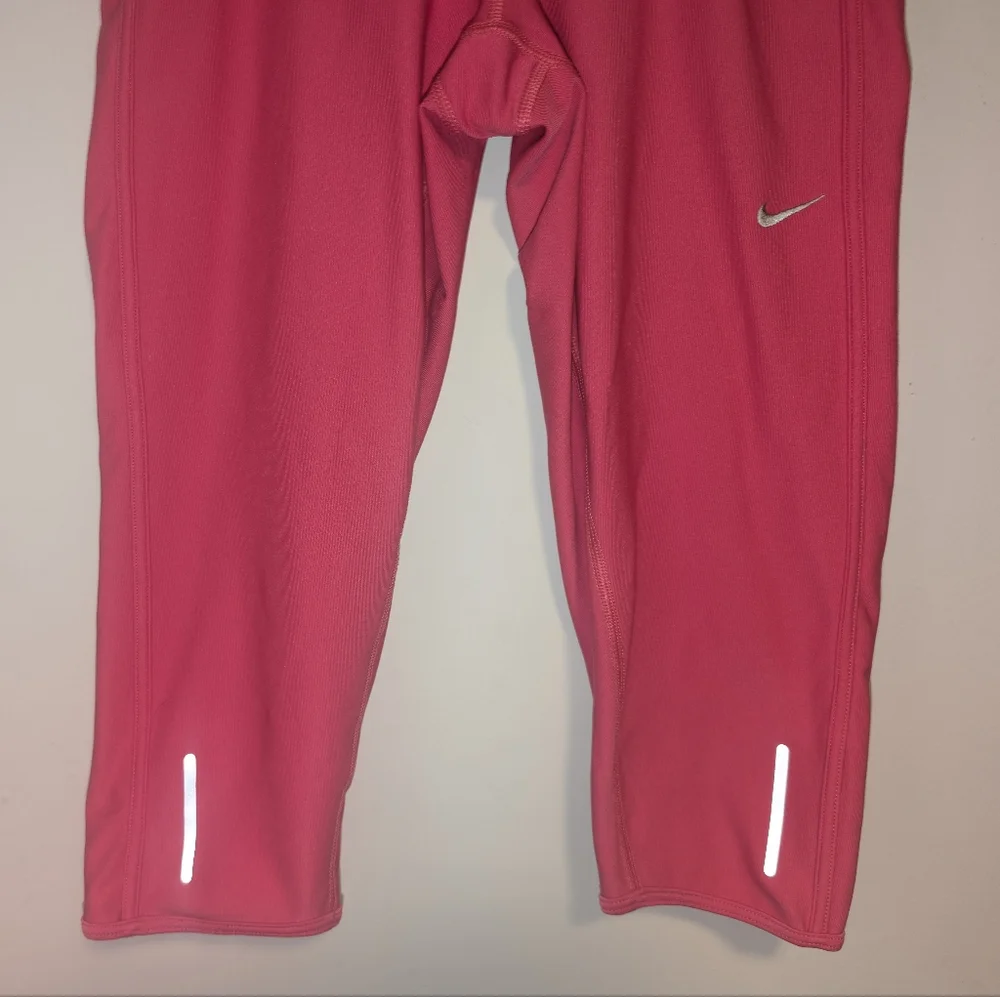 Nike Women's Cropped Dri-Fit Leggings Pink & Orange W/ Zip Pocket & Drawstring - Picture 3 of 16